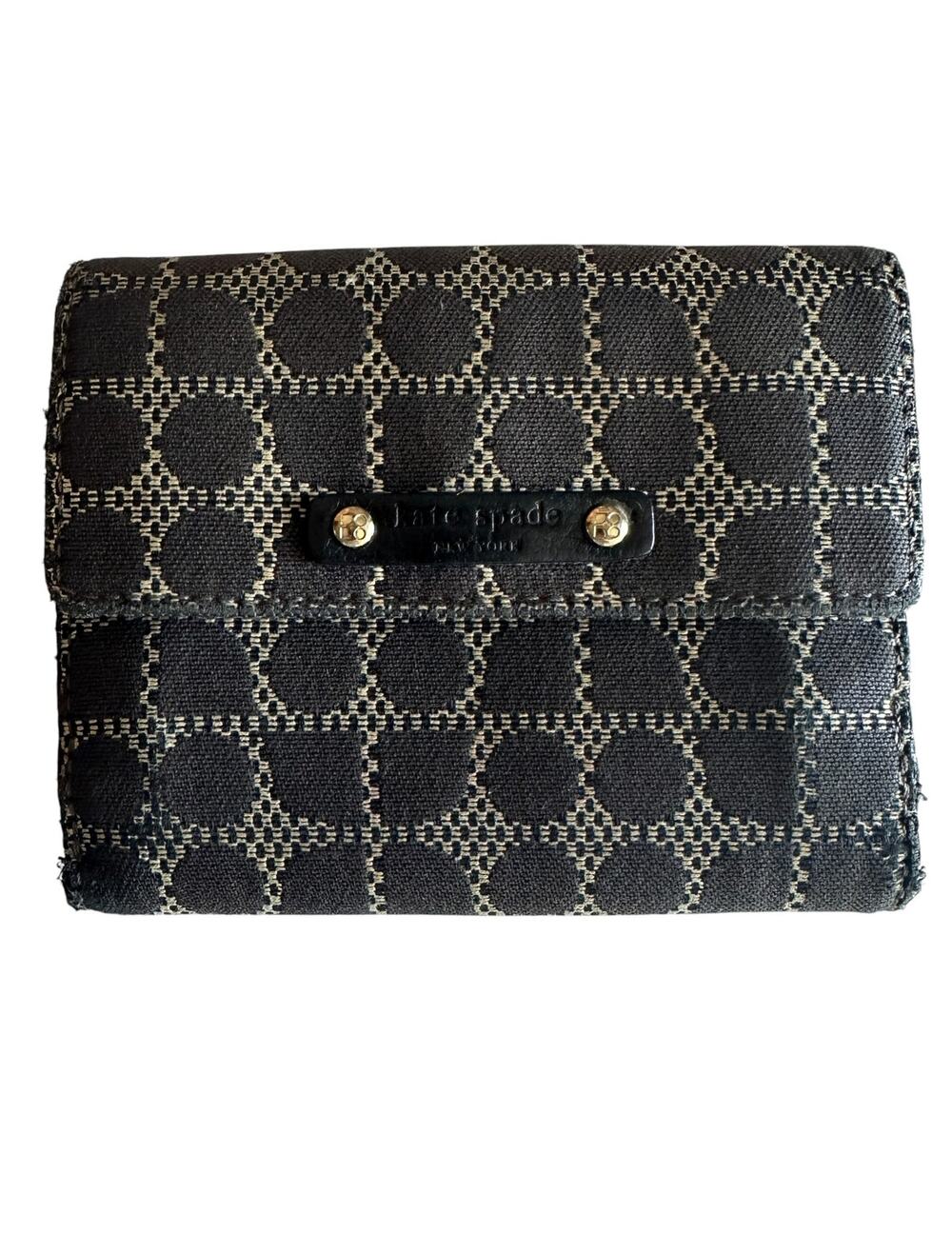 Kate Spade Vintage Taryn Wallet Black Noel Dot Jacquard Y2K Bifold